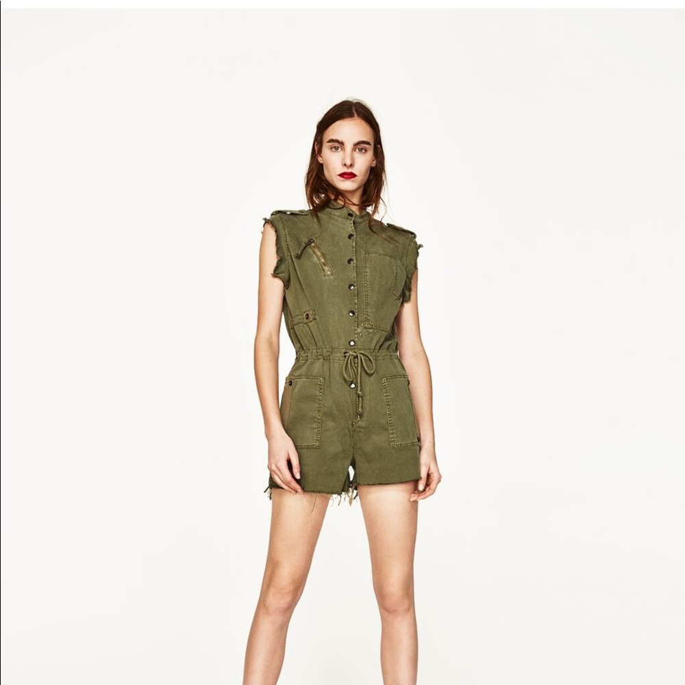 Zara Short Frayed Jumpsuit
